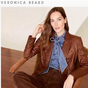 New Sold Out Veronica Beard Cooke Real Leather Jacket & Hooded Gray Dickey $1450